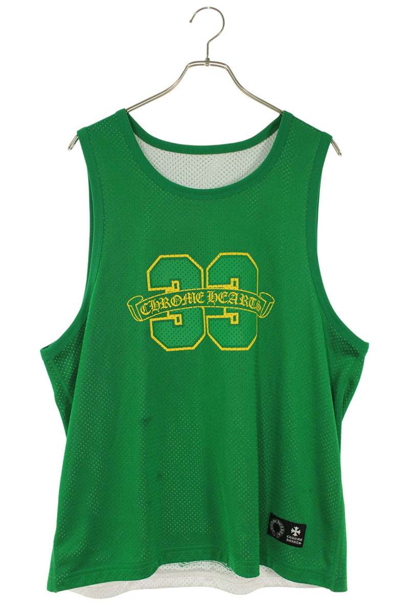 Chrome Hearts MESH WARM UP JERSEY CH Logo Print Tank Top Green Size M