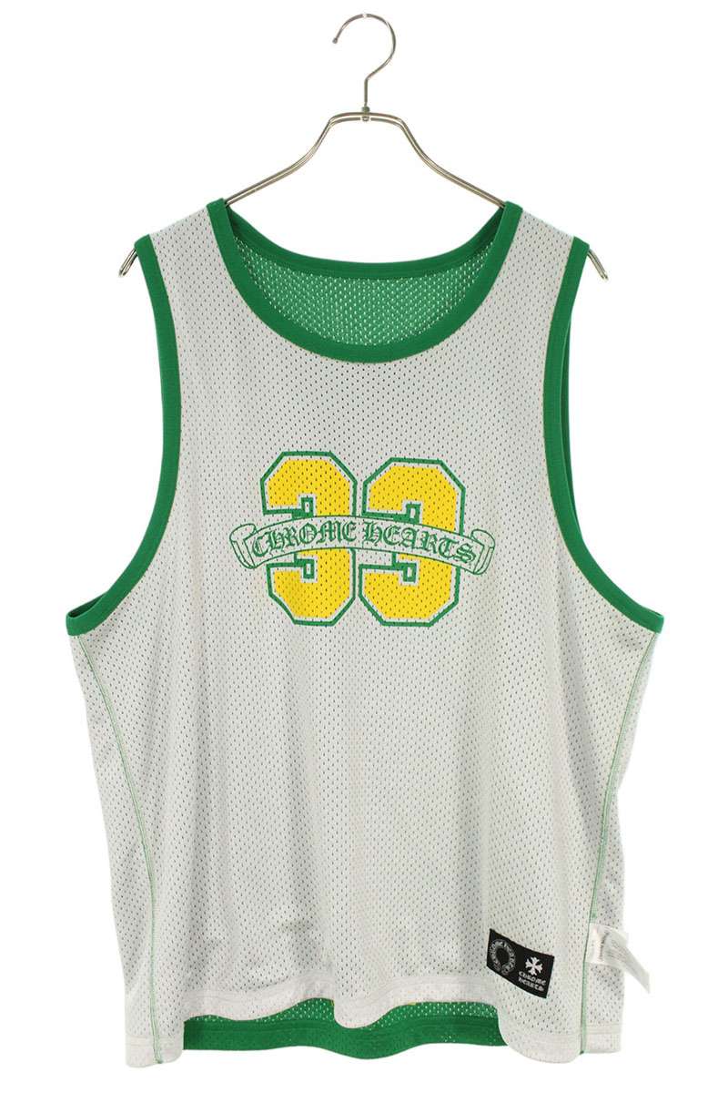 Chrome Hearts MESH WARM UP JERSEY CH Logo Print Tank Top Green Size M