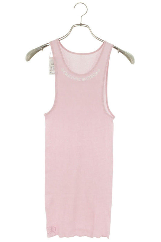 Chrome Hearts RIB TANK Neck Logo Print Pink Size L