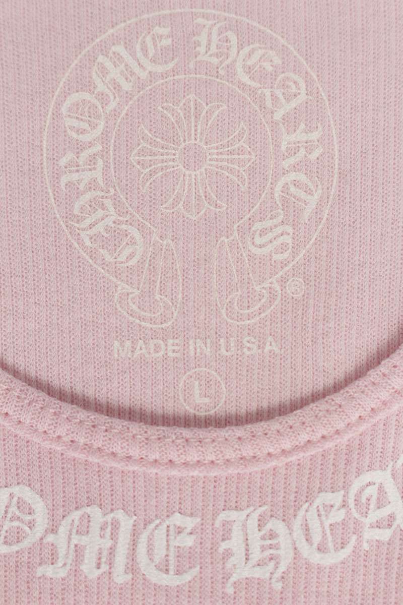 Chrome Hearts RIB TANK Neck Logo Print Pink Size L
