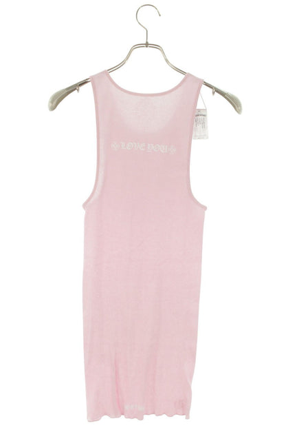 Chrome Hearts RIB TANK Neck Logo Print Pink Multi Size L