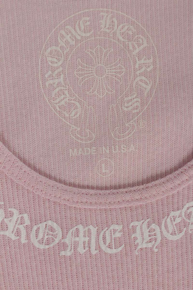 Chrome Hearts RIB TANK Neck Logo Print Pink Multi Size L
