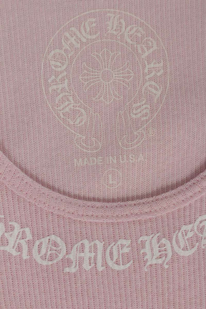 Chrome Hearts RIB TANK Neck Logo Print Pink Multi Size L