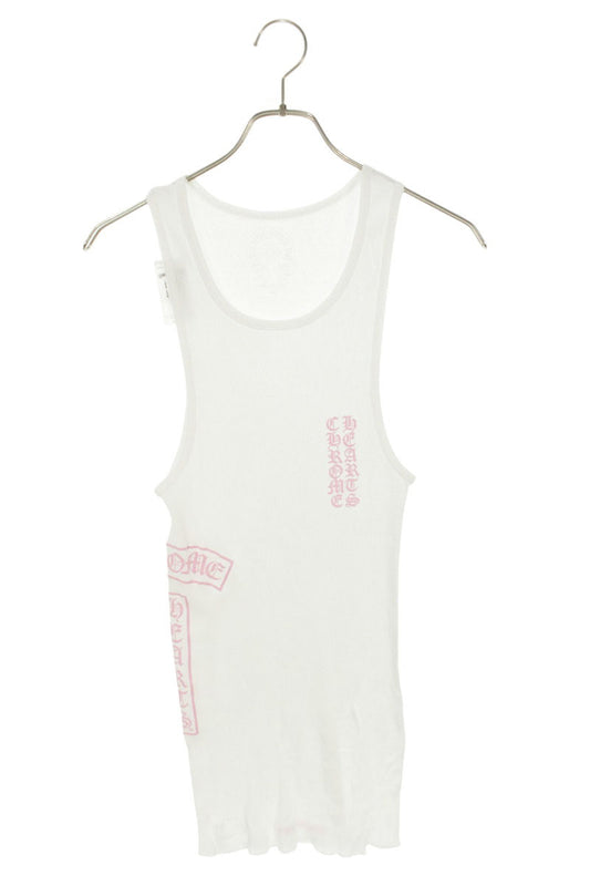 Chrome Hearts RIB TANK Logo Print Top White x Pink Size M