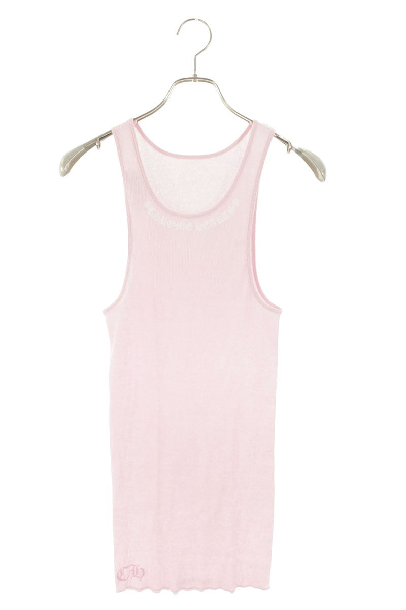 Chrome Hearts RIB TANK Neck Logo Print Pink Size XL