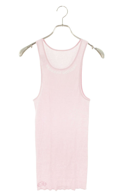 Chrome Hearts RIB TANK Neck Logo Print Pink Size XL