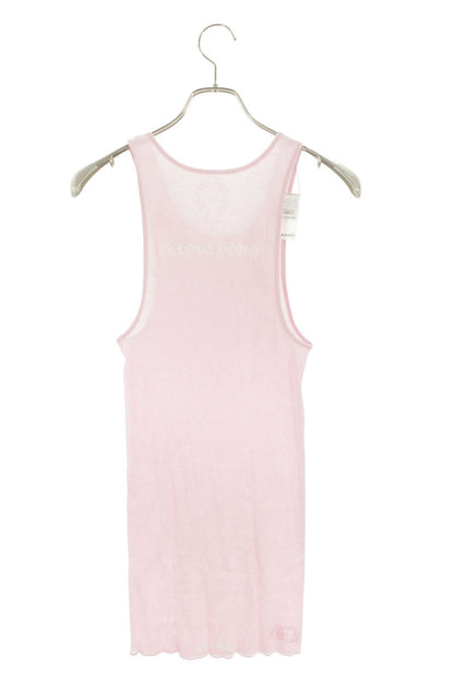 Chrome Hearts RIB TANK Neck Logo Print Pink Size XL