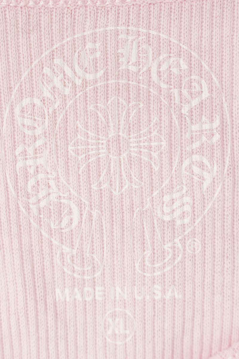 Chrome Hearts RIB TANK Neck Logo Print Pink Size XL