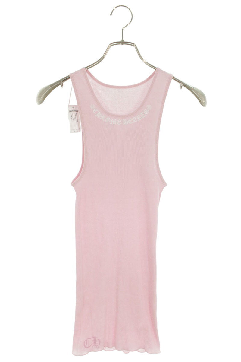 Chrome Hearts Rib Tank Neck Logo Print Pink Size M