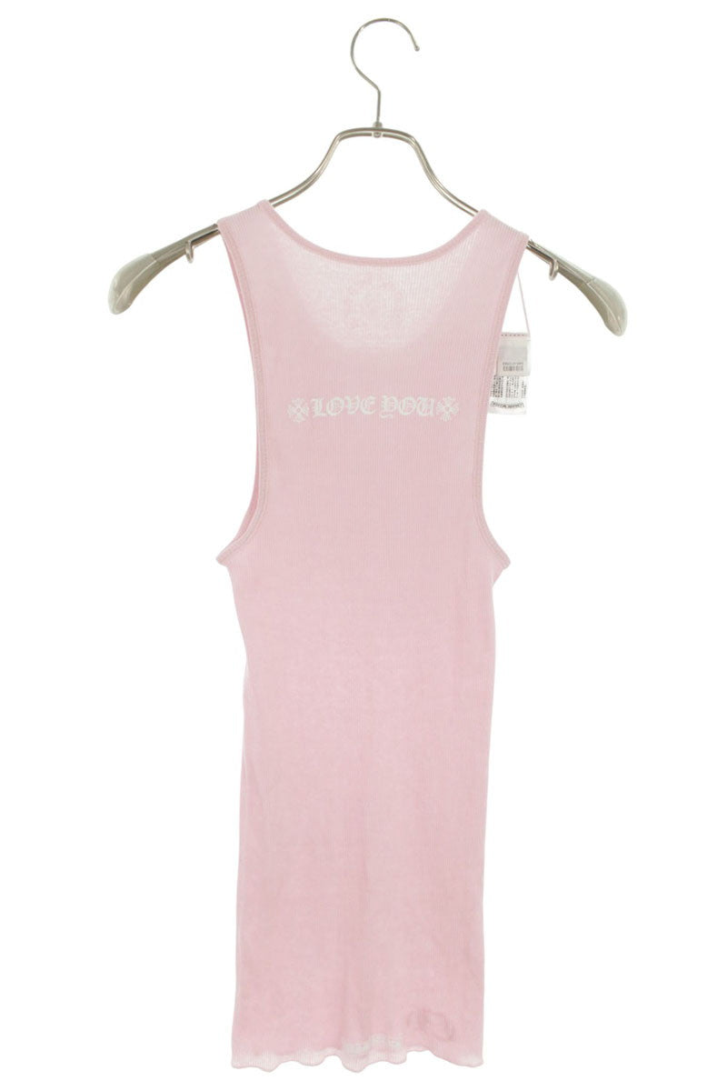 Chrome Hearts Rib Tank Neck Logo Print Pink Size M