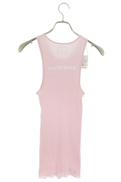 Chrome Hearts Rib Tank Neck Logo Print Pink Size M