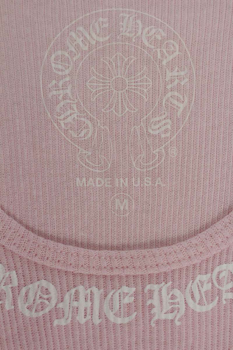 Chrome Hearts Rib Tank Neck Logo Print Pink Size M