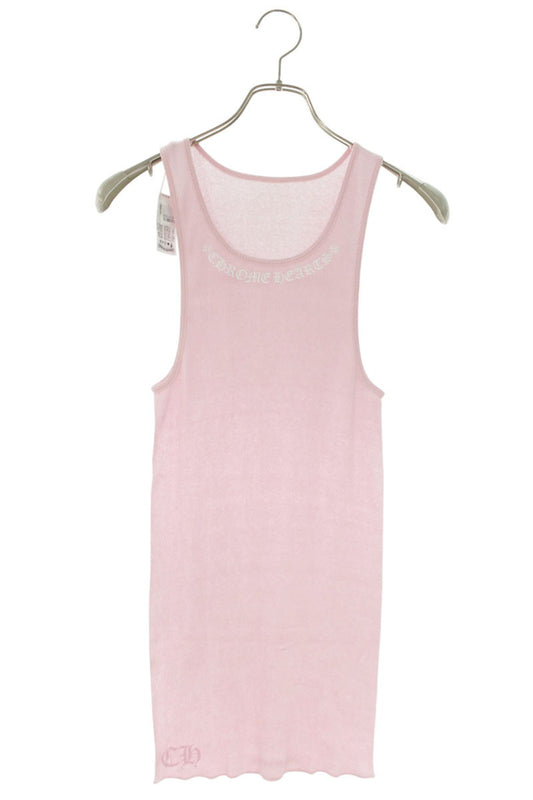 Chrome Hearts RIB TANK Neck Logo Print Pink Size L