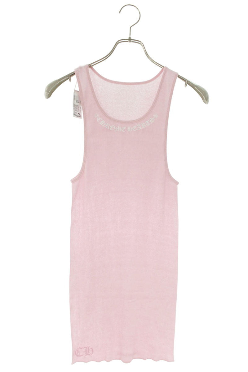 Chrome Hearts RIB TANK Neck Logo Print Pink Size L
