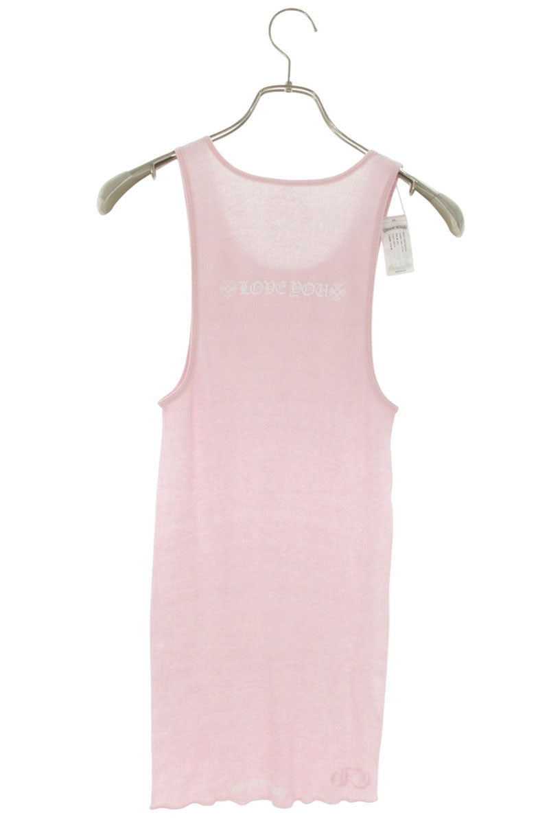 Chrome Hearts RIB TANK Neck Logo Print Pink Size L