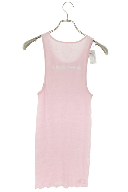Chrome Hearts RIB TANK Neck Logo Print Pink Size L