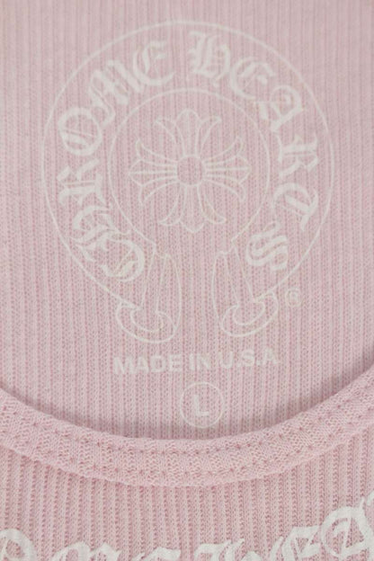 Chrome Hearts RIB TANK Neck Logo Print Pink Size L