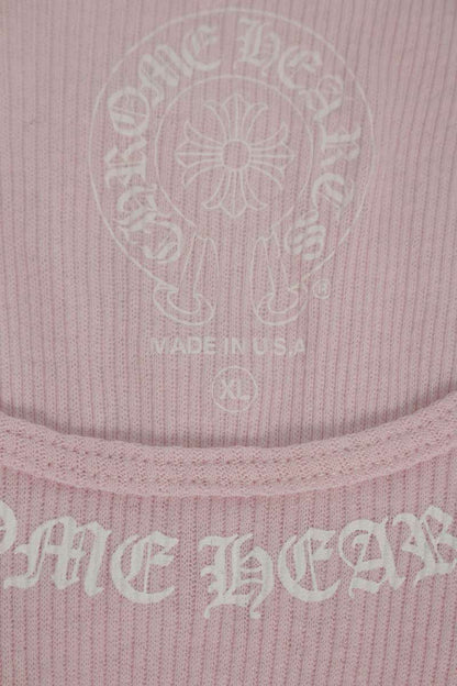 Chrome Hearts RIB TANK Neck Logo Print Pink Size XL