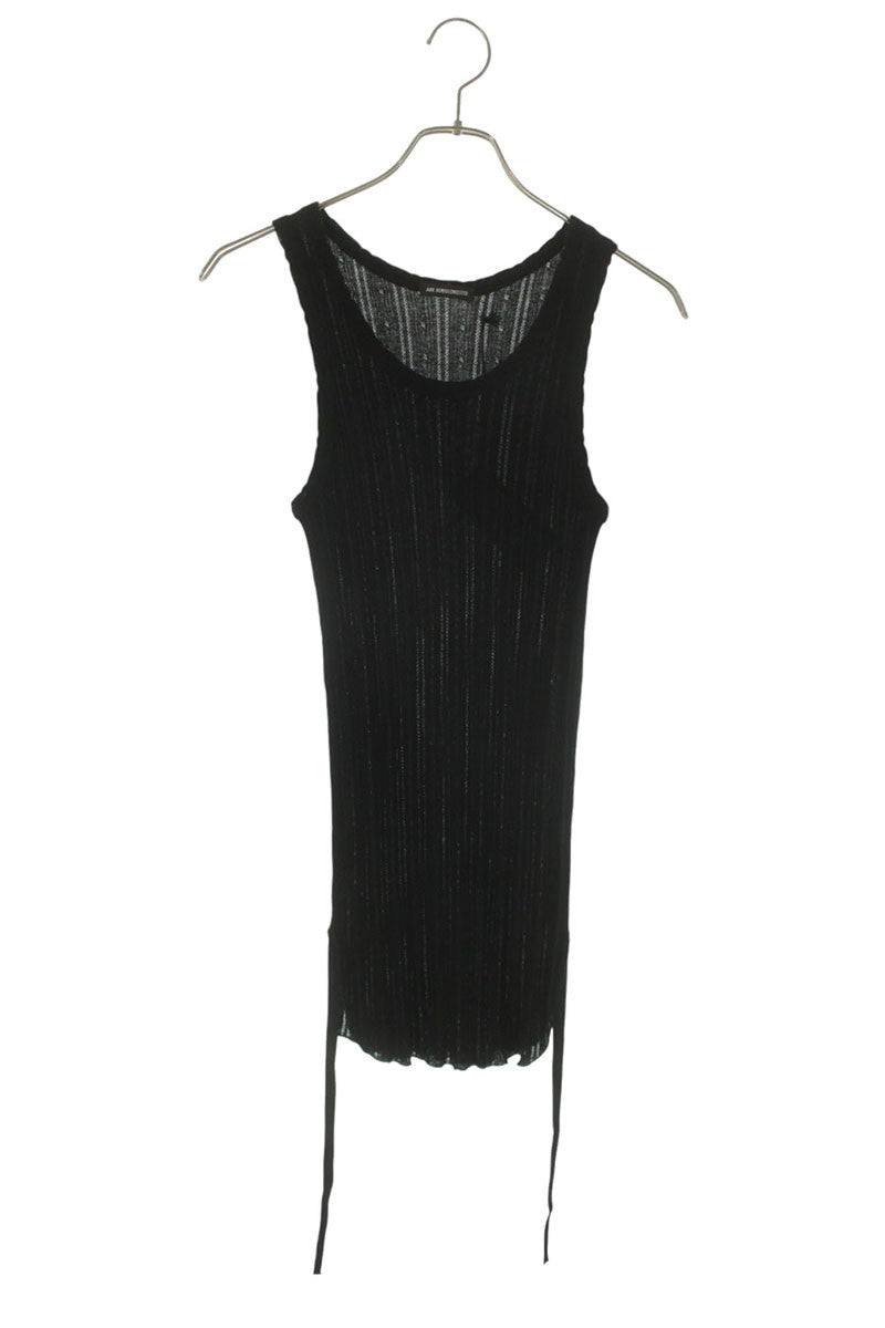 ANN DEMEULEMEESTER 26SS Ribbed Cotton Tank Top Black Size XL