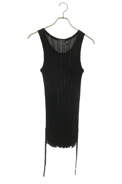 ANN DEMEULEMEESTER 26SS Ribbed Cotton Tank Top Black Size XL