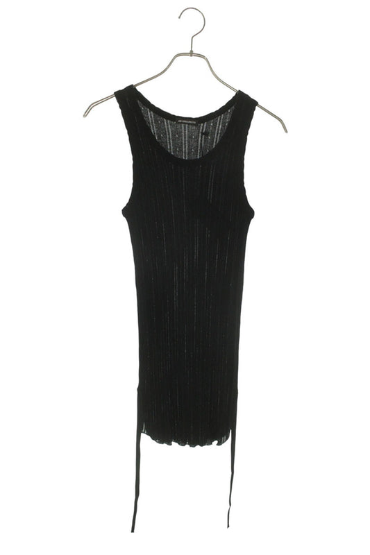 ANN DEMEULEMEESTER 26SS Ribbed Cotton Tank Top Black Size XL