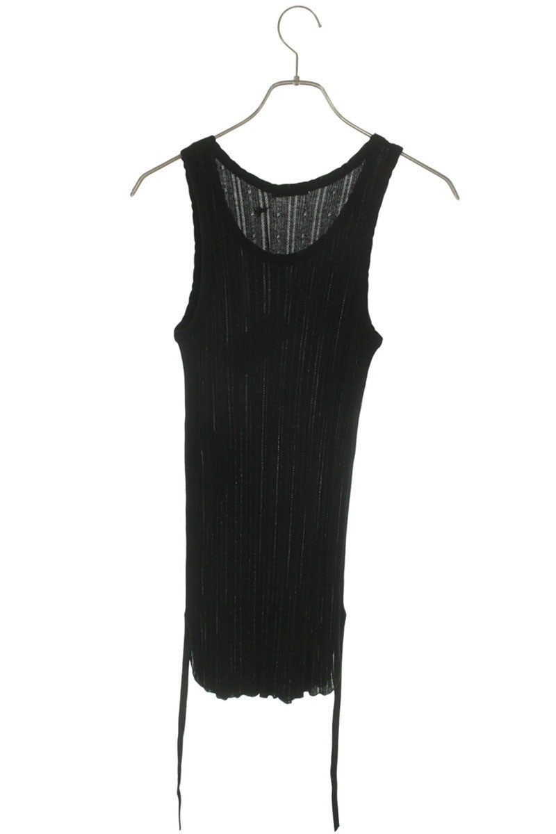 ANN DEMEULEMEESTER 26SS Ribbed Cotton Tank Top Black Size XL