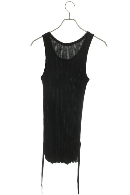 ANN DEMEULEMEESTER 26SS Ribbed Cotton Tank Top Black Size XL