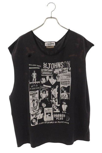 GALLERY DEPT Distressed Print Sleeveless Top Black Size XL