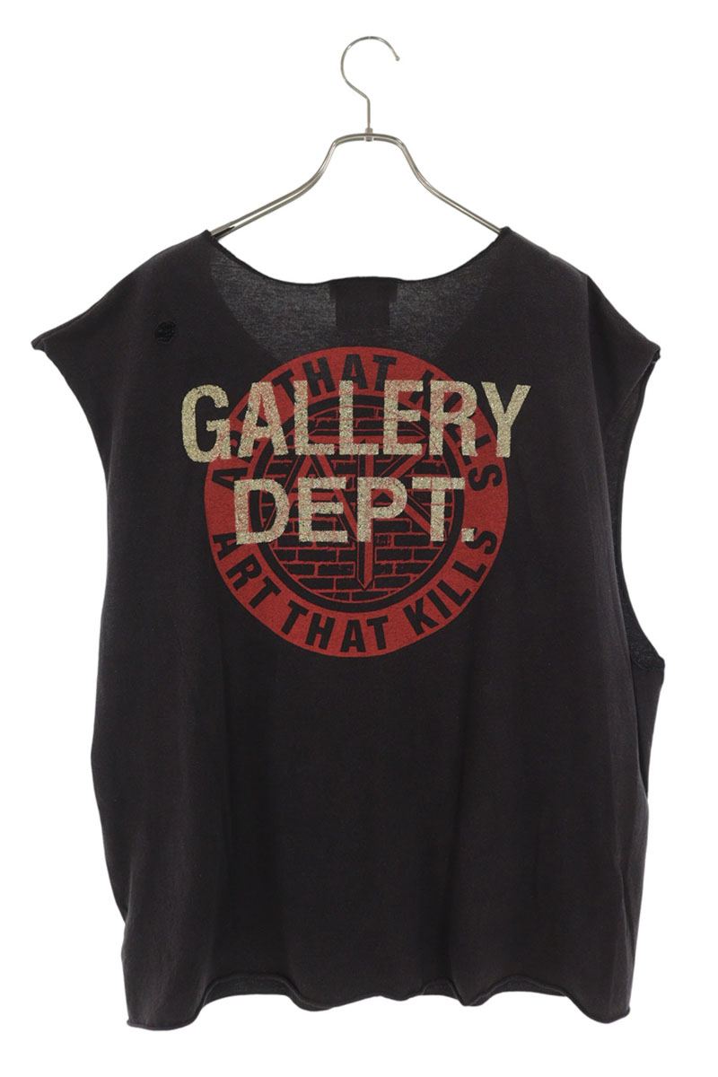 GALLERY DEPT Distressed Print Sleeveless Top Black Size XL