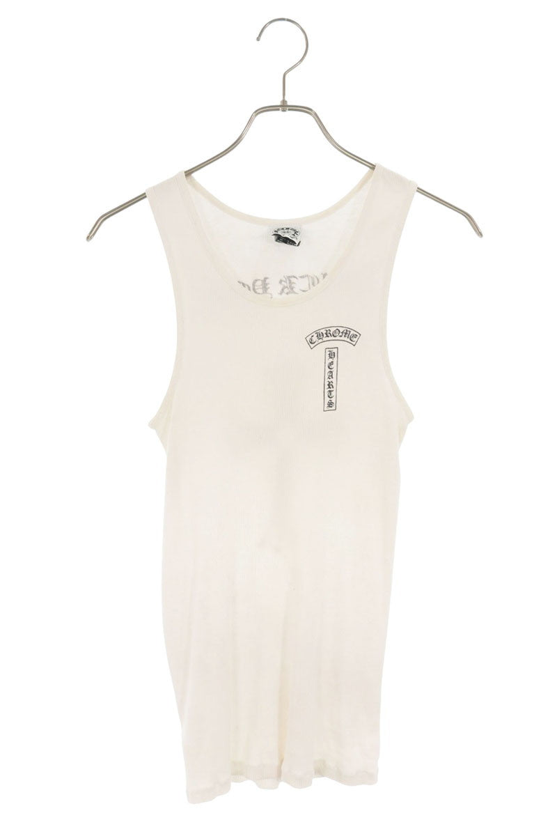 Chrome Hearts RIB TANK Back Print Cotton Top White Size S