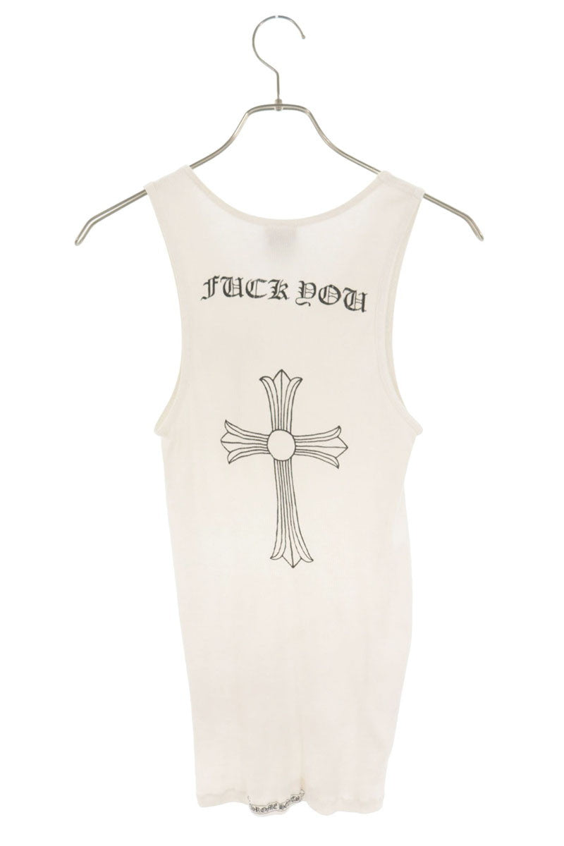 Chrome Hearts RIB TANK Back Print Cotton Top White Size S
