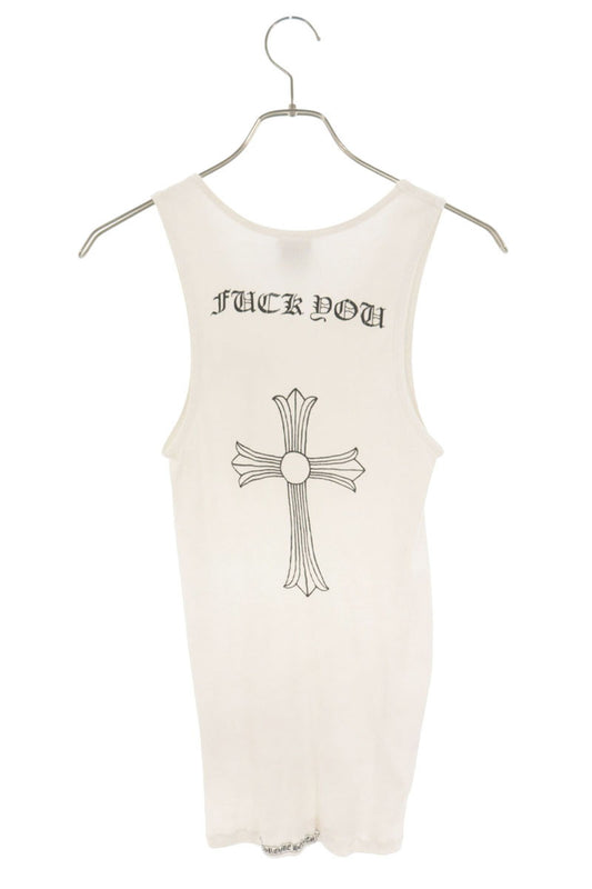 Chrome Hearts RIB TANK Back Print Cotton Top White Size S
