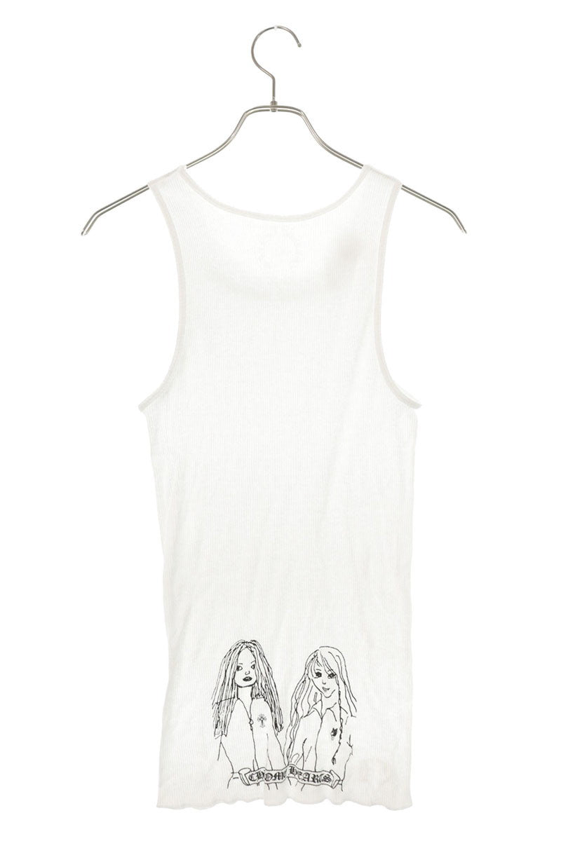 Chrome Hearts Human Print Rib Tank Top White Size S
