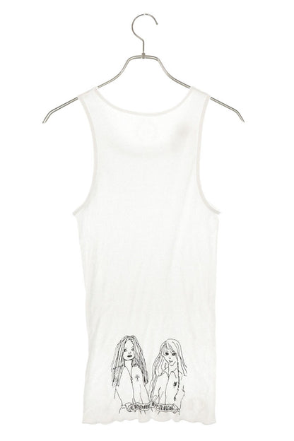 Chrome Hearts Human Print Rib Tank Top White Size S