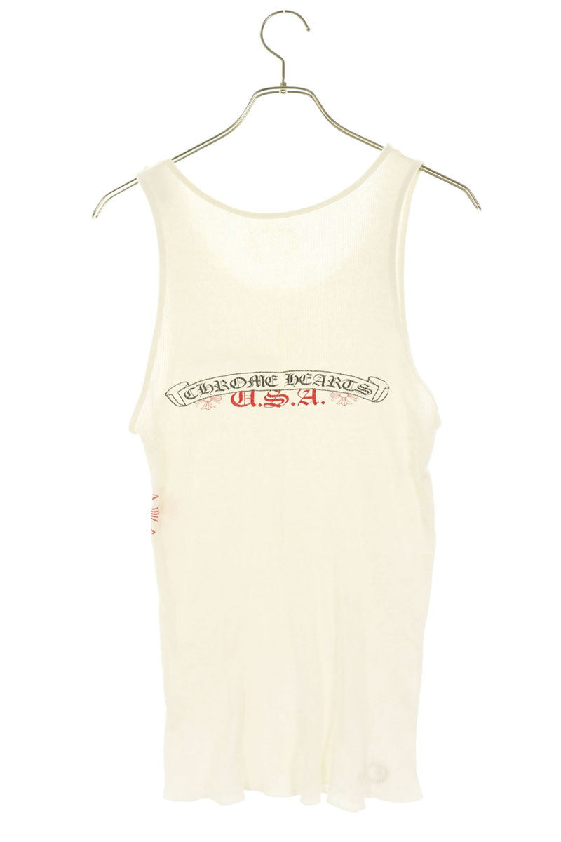 Chrome Hearts RIB TANK Back Scroll Logo Top White Size L