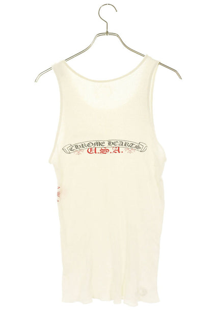Chrome Hearts RIB TANK Back Scroll Logo Top White Size L