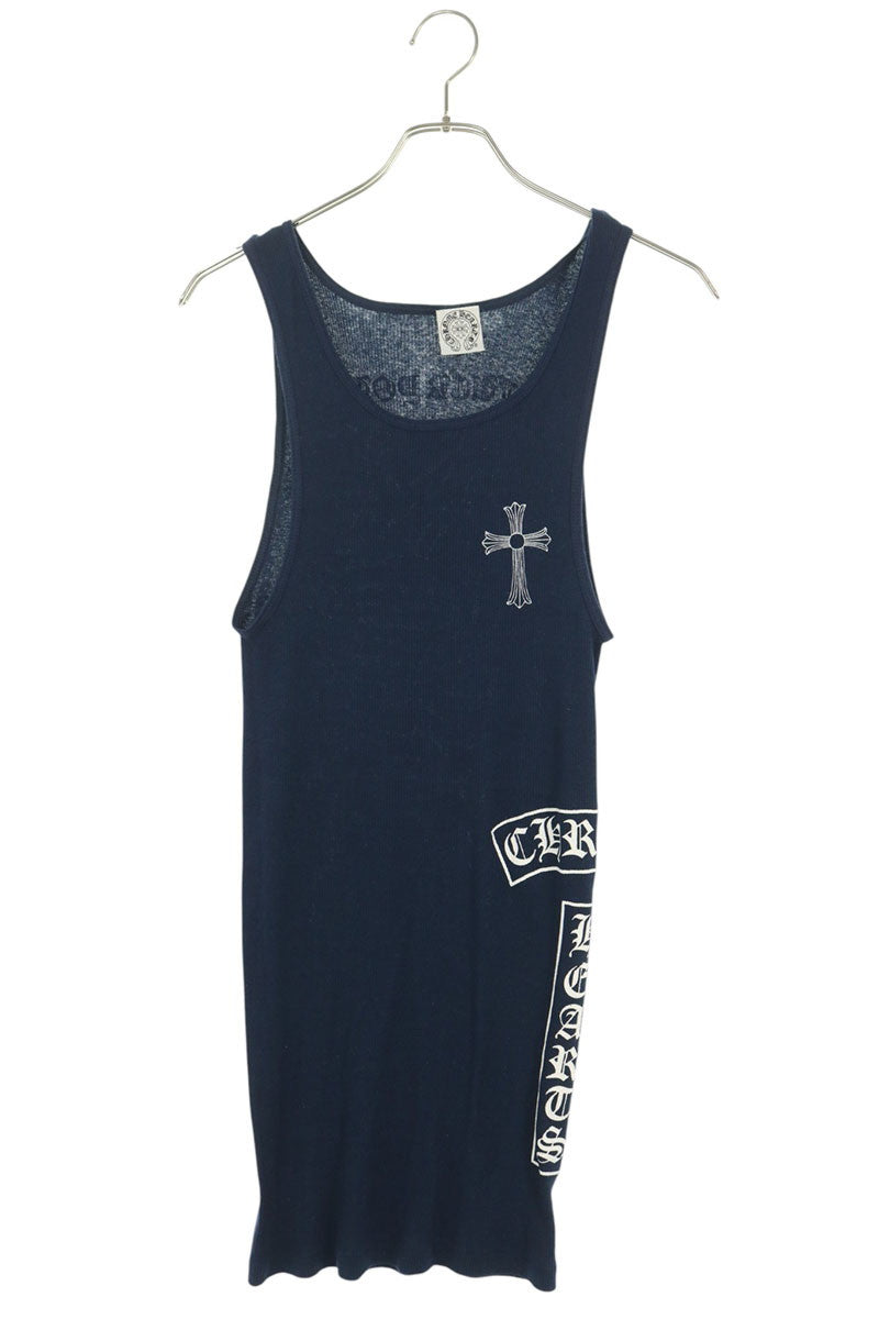 Chrome Hearts RIB TANK T T-Bar Print Tank Top Navy Size L