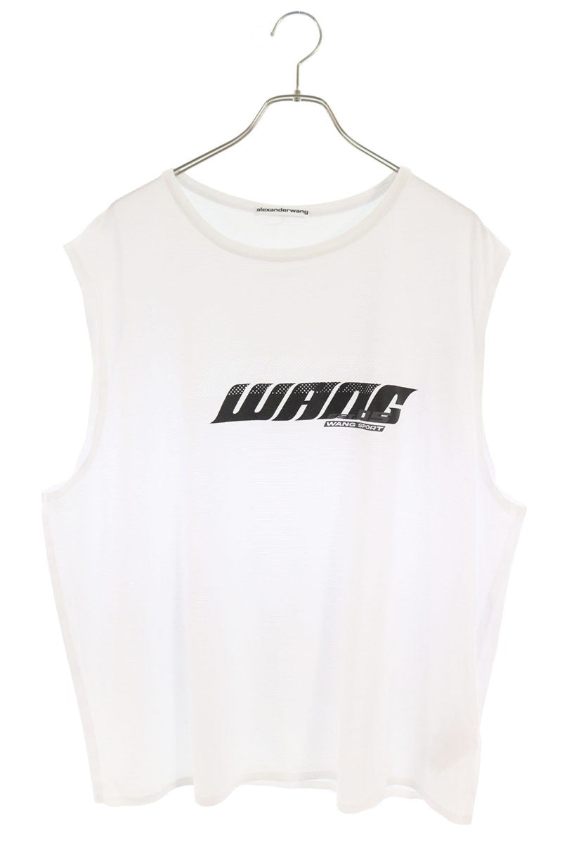 ALEXANDER WANG Logo Print Muscle Tank Top White/Black Size L