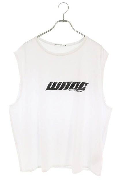 ALEXANDER WANG Logo Print Muscle Tank Top White/Black Size L