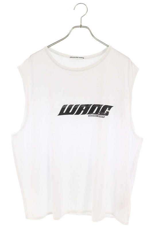 ALEXANDER WANG Logo Print Muscle Tank Top White/Black Size L