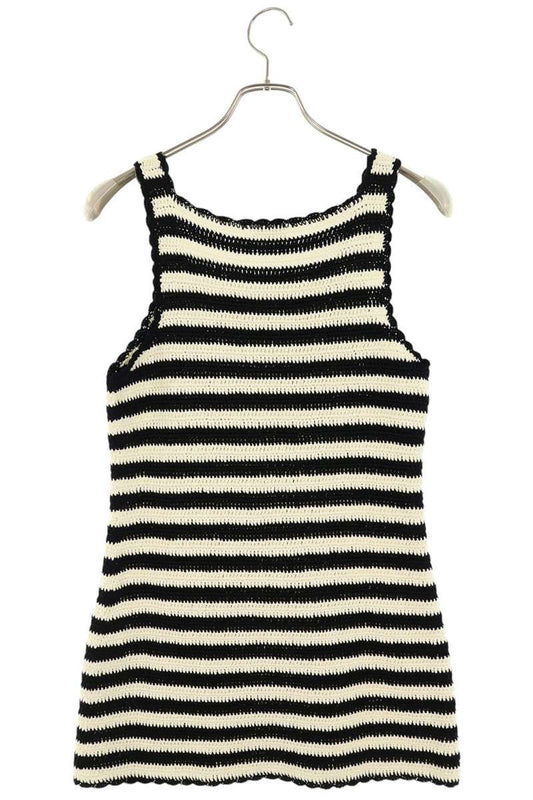 CELINE Triomphe Embroidered Striped Knit Dress Size S