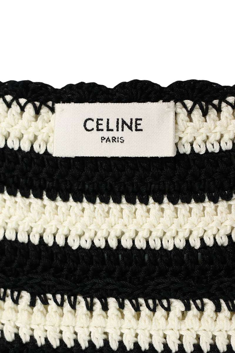 CELINE Triomphe Embroidered Striped Knit Dress Size S