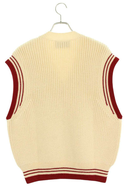 AMI 25SS Embroidered V-Neck Knit Vest White Size L