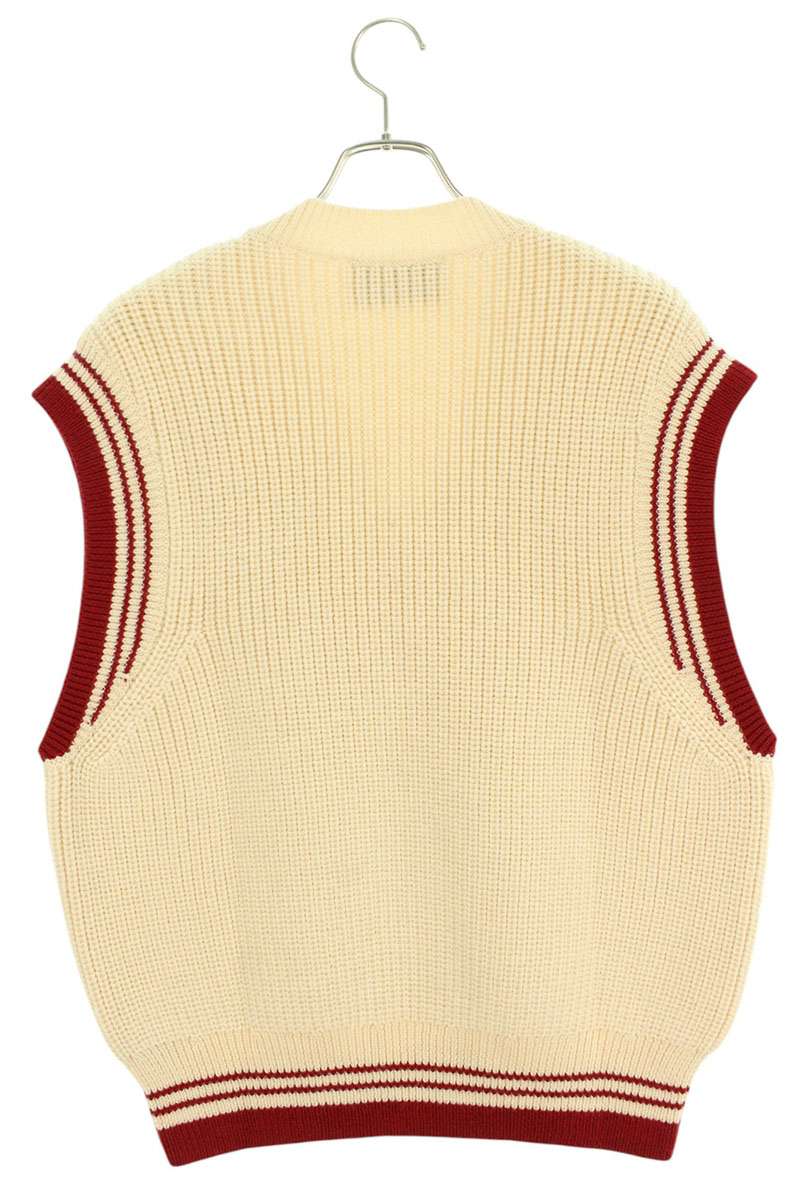 AMI 25SS Embroidered V-Neck Knit Vest White Size XL