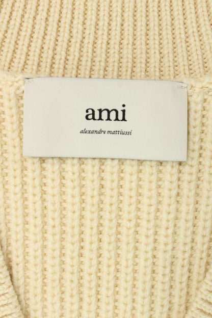 AMI 25SS Embroidered V-Neck Knit Vest White Size XL