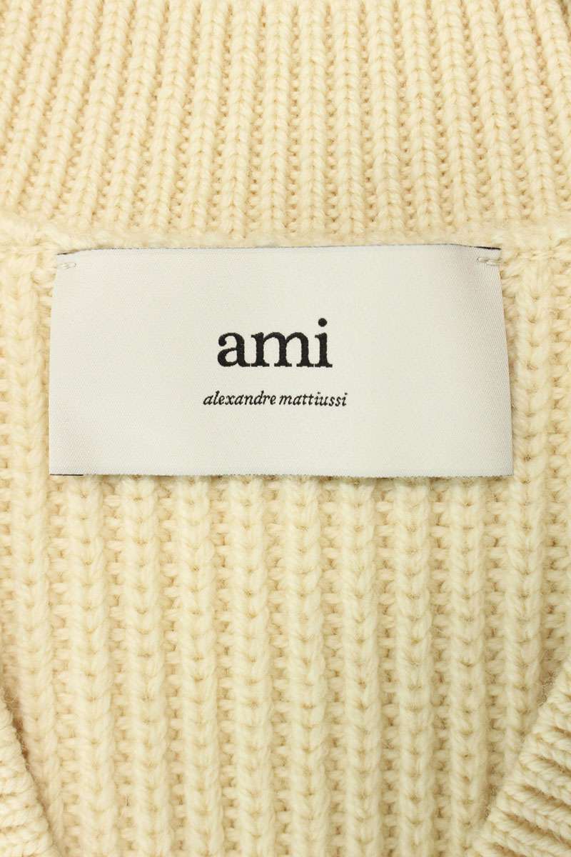 AMI 25SS Embroidered V-Neck Knit Vest White Size XL