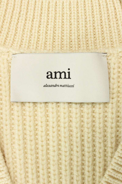 AMI 25SS Embroidered V-Neck Knit Vest White Size XL