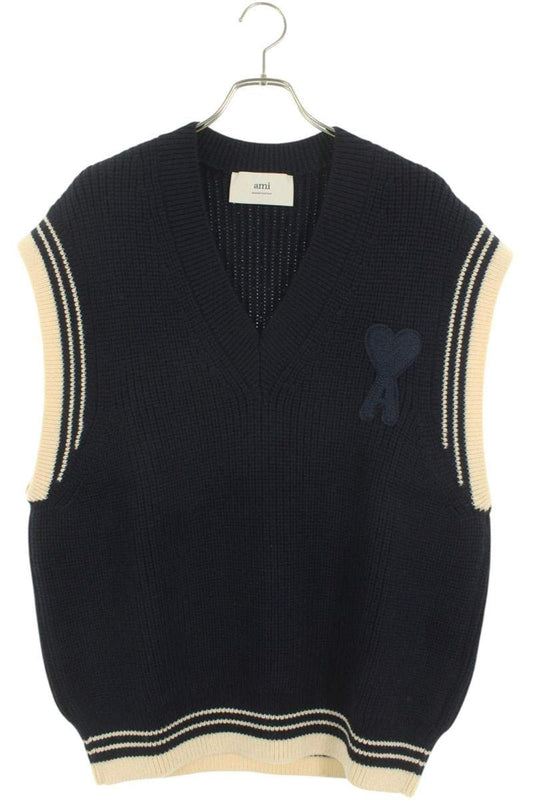 AMI 25SS Embroidered Vest Blue Size XL