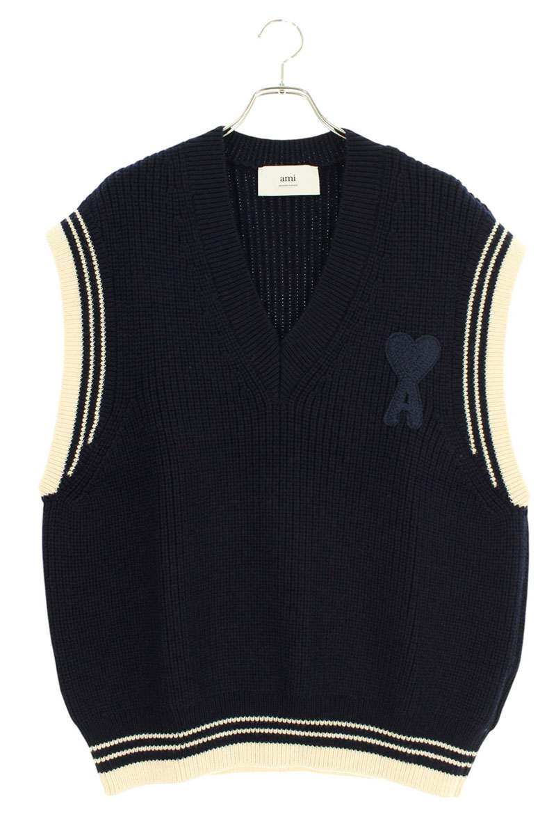 AMI 25SS Embroidered Vest Blue Size XL