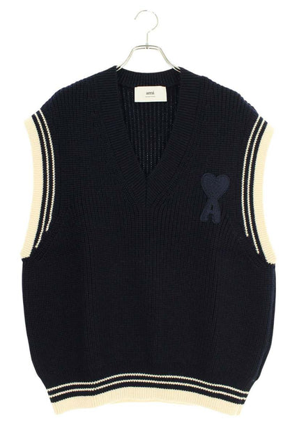 AMI 25SS Embroidered Vest Blue Size XL